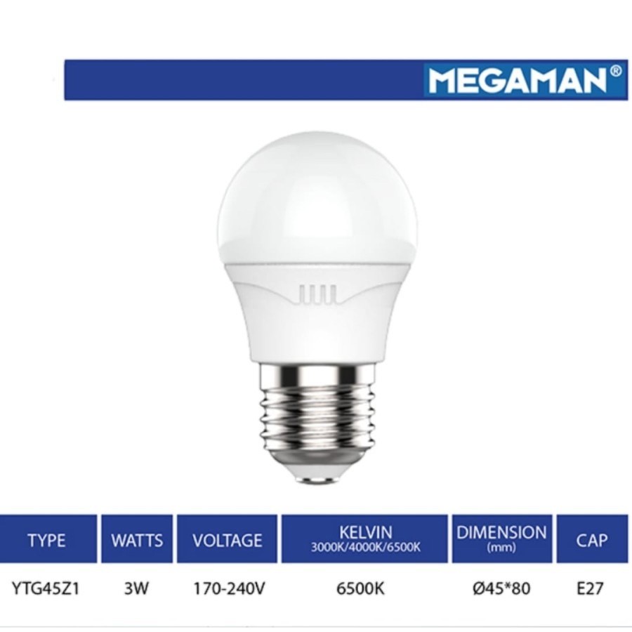 Lampu LED MEGAMAN LED A-BULB 3 Watt 3W Daylight Lampu Bohlam Putih - Kuning