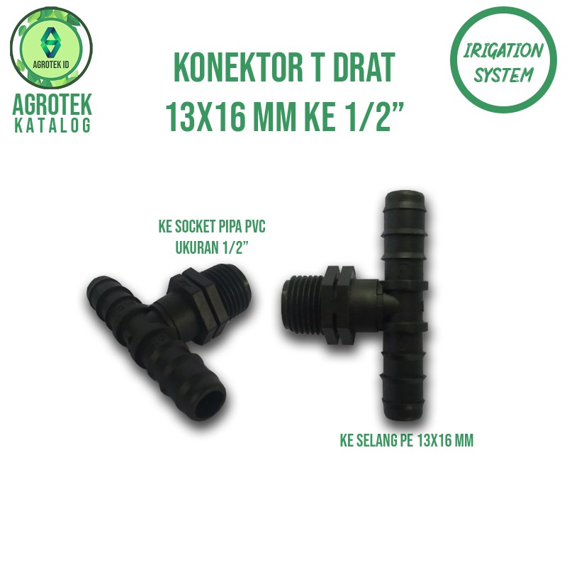 Konektor Sambungan Drat Pipa 1/2 inch ke Selang 16 mm