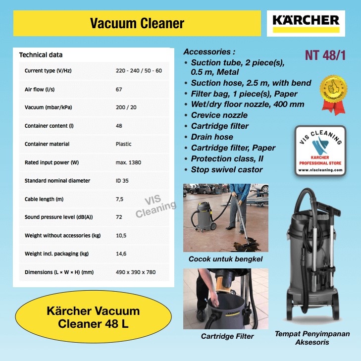 Vacuum Cleaner Karcher NT 48/1 ( Wet &amp; Dry 48 Liter)