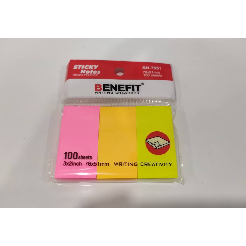 

Sticky Notes / Memo Tempel / Bookmarker Benefit SN-7651 3 Potong Ukuran Sedang