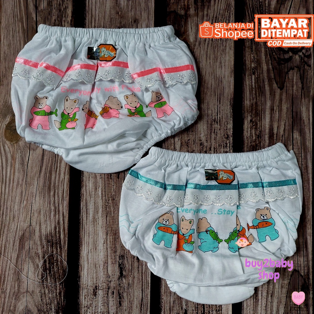 Celana dalam anak perempuan Finka 2 motif putih 1-2 tahun 2 PCS