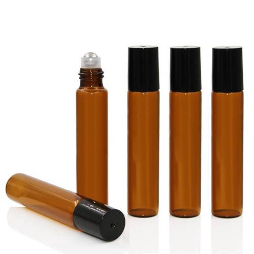 【COD Tangding】Botol Kaca Roll On Kosong 5 / 10ml Warna Amber Untuk Essential Oil