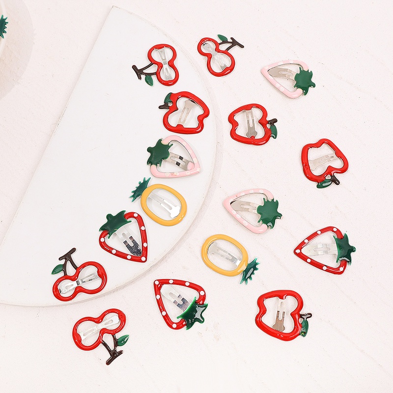5pcs / Set Jepit Rambut Cakar Desain Buah Strawberry Pisang Warna-Warni Untuk Anak Perempuan