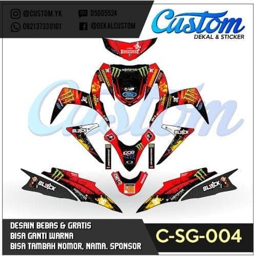 Dekal Stiker Motor Soul Gt Decal Sticker Monster Red Shopee