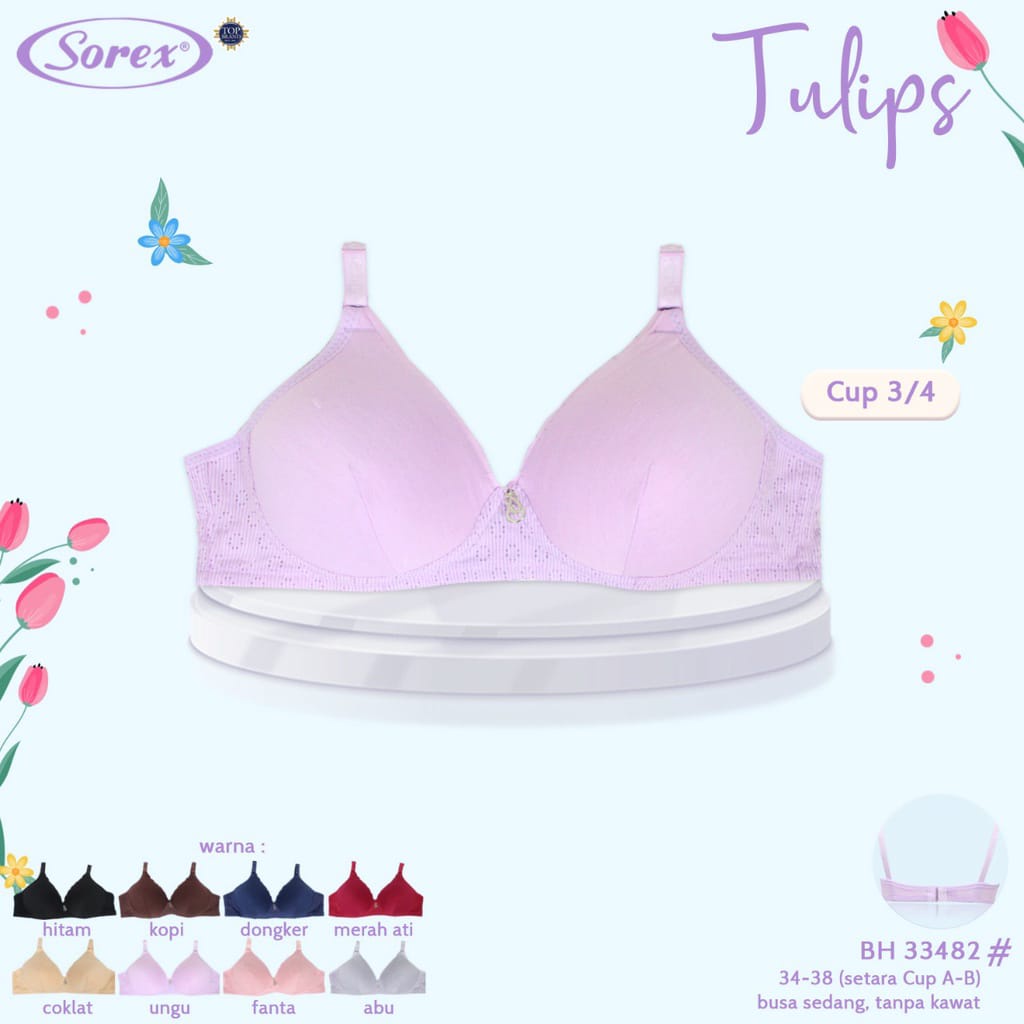 Bh Bra Sorex 33482 (Cup A) Busa Tipis Tanpa Kawat |jx