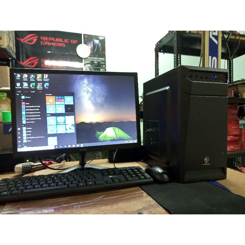 Pc gaming lengkap + Lcd 19 wide siap pakai