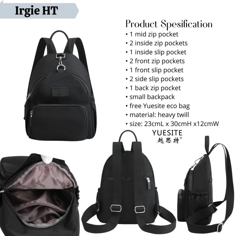 Tas ransel wanita yuesite irgie ori small backpack import waterproof cyutebags