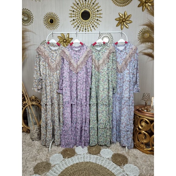 PAKET GAMIS PREMIUM MEIJIWANG | DRESS MEJIWANG AKSEN LACE | GAMIS LEBARAN CANTIK BAHAN HALUS