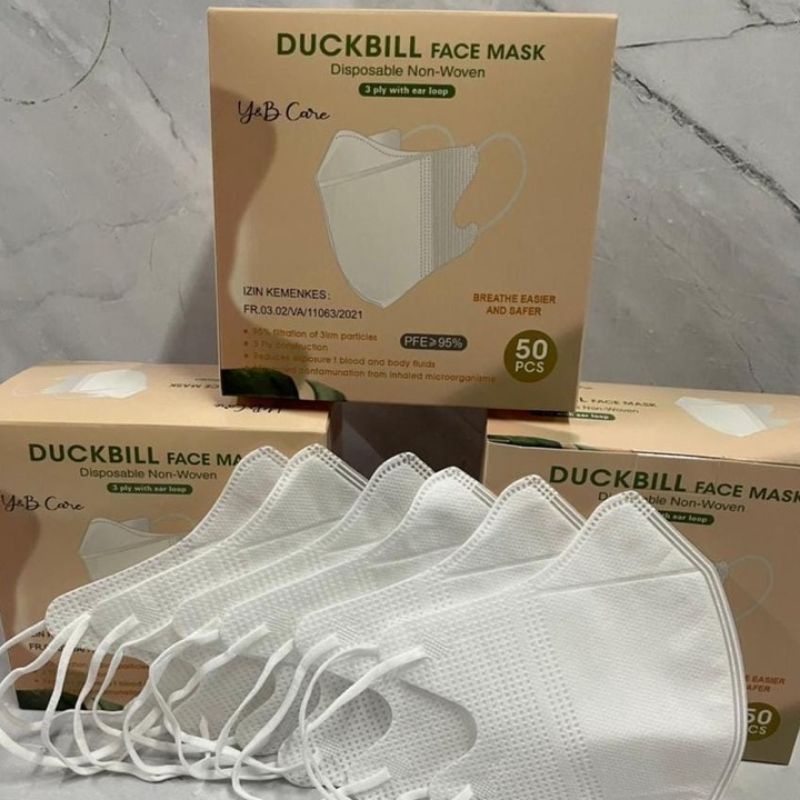 masker duckbill y&amp;b care original isi 50 pcs hitam dan putih masker duckbil ynb kualitas bagus mirip sensi mask duckbill