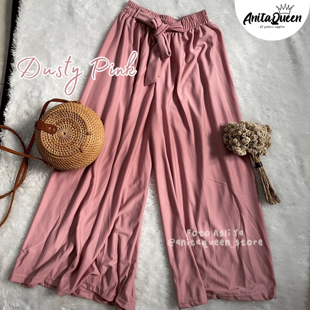 DAILY KULOT/ UMBRELLA KULOT / CELANA PANJANG WANITA / BIGSIZE PANT KULOT POLOS VIRAL-DUSTY PINK