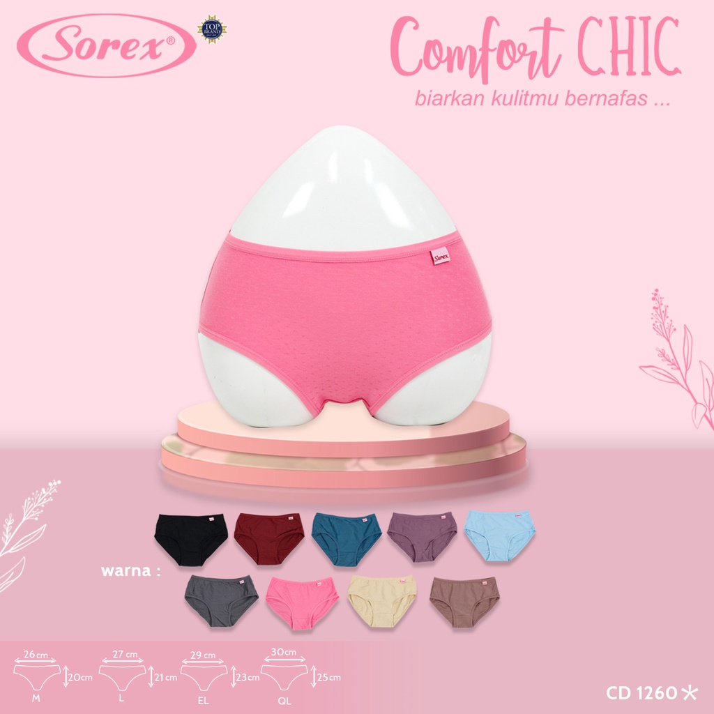 1 pcs Celana Dalam Wanita Sorex CD Basic Comfort Chic Adem Lembut Pori-pori CD 1260