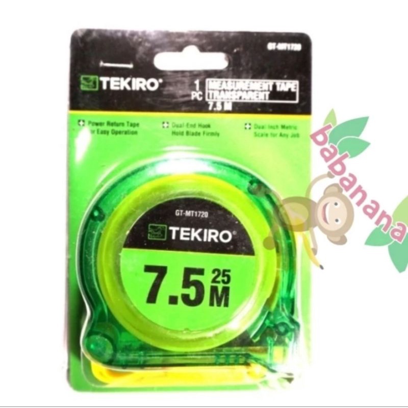 Tekiro meteran transparan 7.5 Meter 7.5m 750cm original measure tape