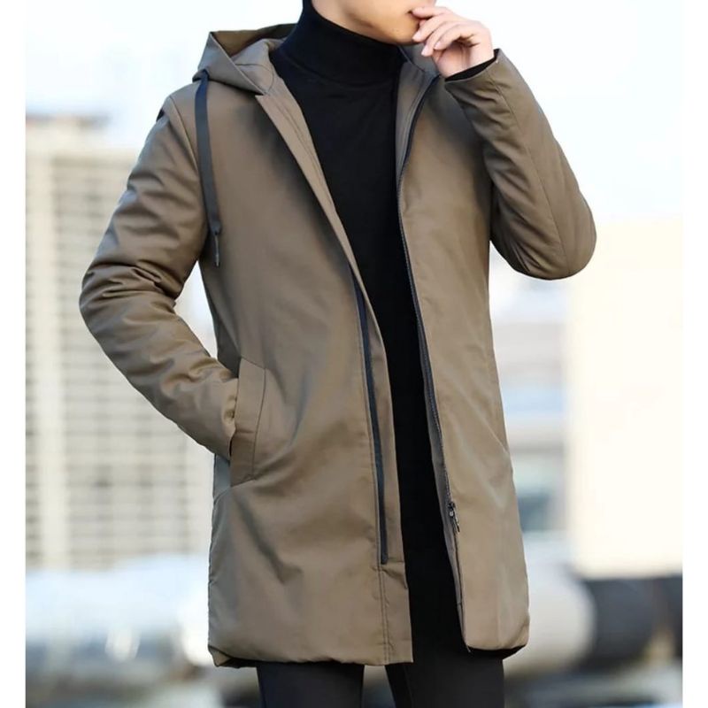 jaket jubah musim dingin korea long coat pria original