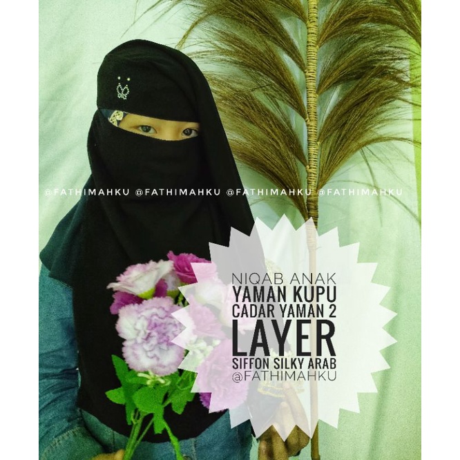 Niqab Purdah Anak 2 layer/Cadar Yaman Anak 2 Layer/Nikop Siffon Silky/Cadar Anak Murah