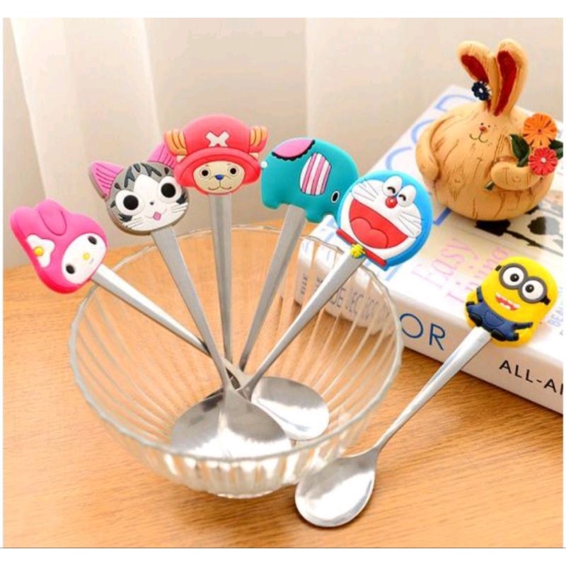 TERMURAH GROSIR Sendok Anak Karakter Tea Spoon Kartun Minion Melody Doraemon Stainless Souvenir birthday kids Anak