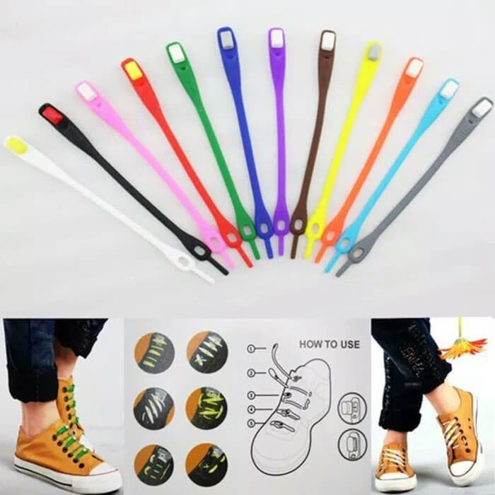 12 Pcs Lazy Shoelace Hilaces Silicone Tali Sepatu Silikon Aksesoris Pria Berkualitas