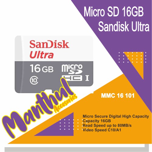 Sandisk Ultra Micro SD 16GB 80Mbps CLASS 10 MicroSDHC MicroSD Original