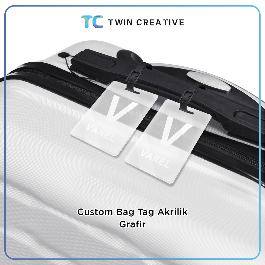 Bag Tag Custom Nama Acrylic Persegi Tas Koper Akrilik Grafir  01 - Bag Tag Kotak Grafir Nama