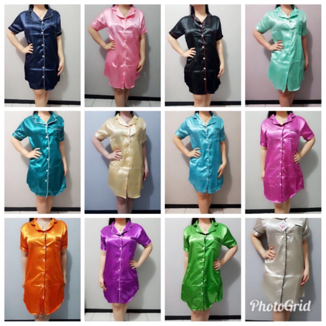 Piyama daster satin polos halus dan murah