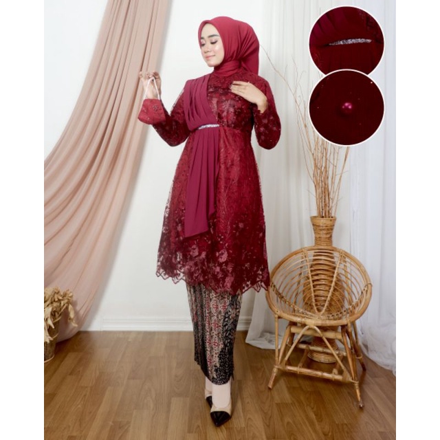 TUNIK SELENDANG // BAHAM TILLE BORDIR MUTIARA MIX SERUTY // By ADIVA