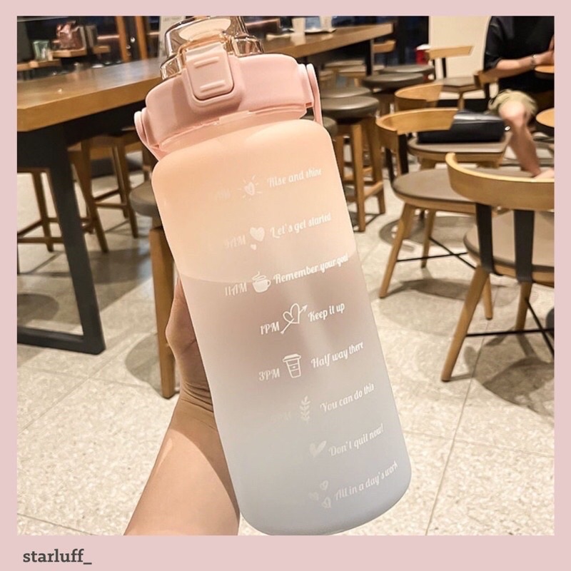 QuiFit Botol Air Minum Jumbo Good Morning BEBAS BPA FREE Sedotan Original Tumblr Transparan Tritan F