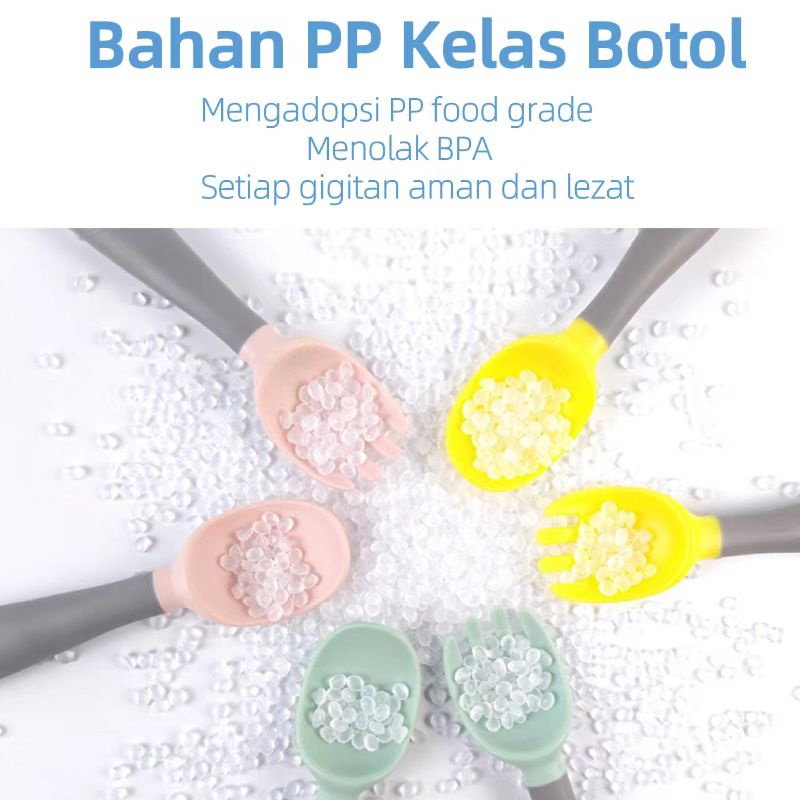 Ditekuk Bayi Anak Makan Sendok Bayi Sendok Garpu Food Grade Silicone Aman dan Tidak Berbahaya