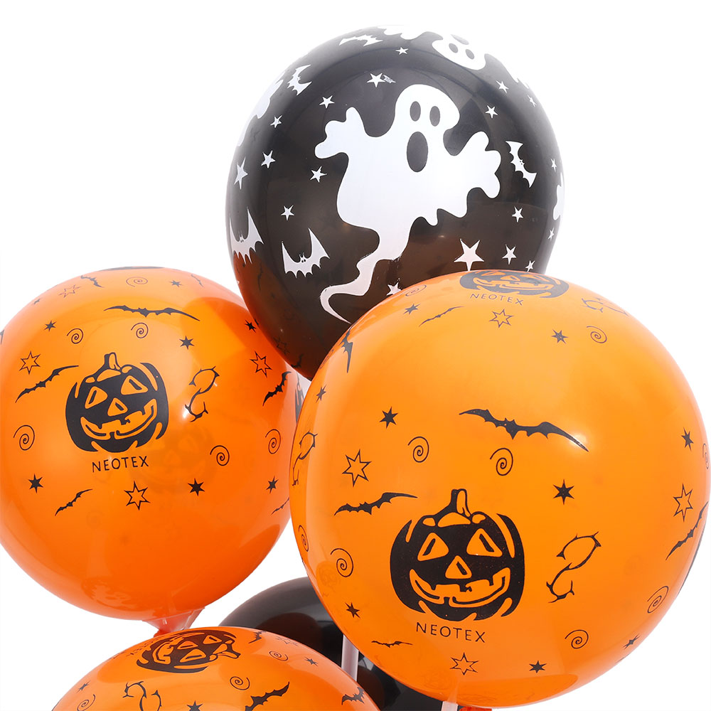 20pcs Balon Motif Print Halloween Warna Hitam Oranye Ukuran 12 Inci Untuk Dekorasi Pesta