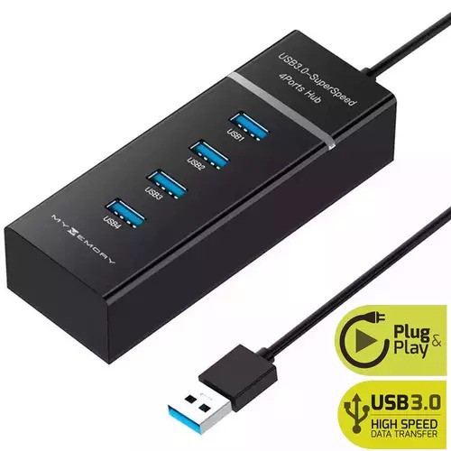 4 PORT USB HUB 3.0 SUPER SPEED 5 Gbps Panjang Kabel 1.2M With LED Blue Power