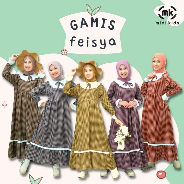 Gamis Anak Cewek Feisya By MidiKids Size S-XL