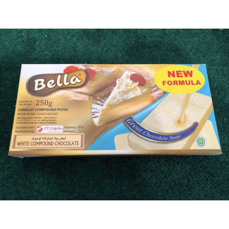 cokelat compound Bella 250gr / coklat batang white putih
