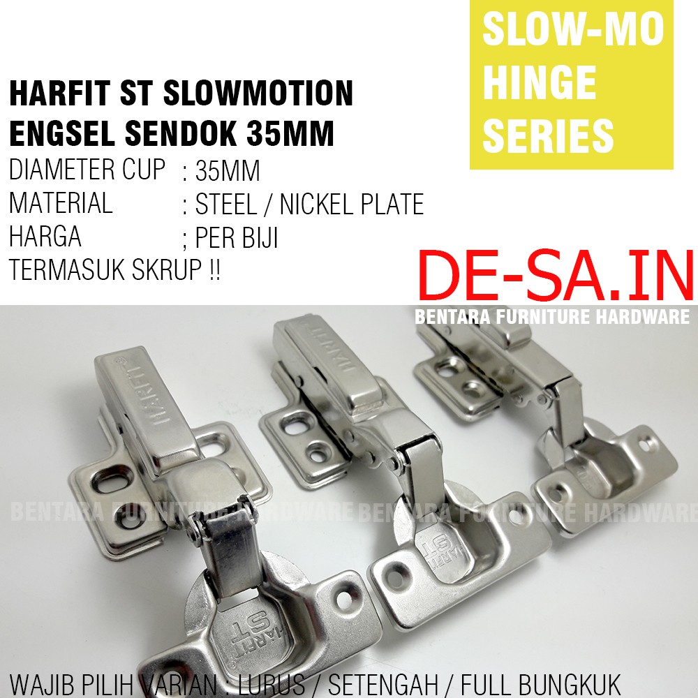 HARFIT ST SERIES 35MM ENGSEL SENDOK SLOW MOTION SOFT CLOSE LURUS SETENGAH FULL BUNGKUK ST-0 ST-8 ST-16 INSET HALF FULL OVERLAY