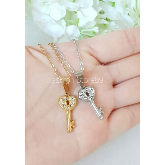 Kalung Key of love Titanium bestquality Gold Silvet Fashion Impor Antikarat dewasa anak