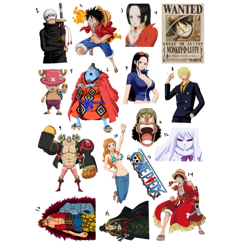 Stiker Anime One Piece (10 pcs)