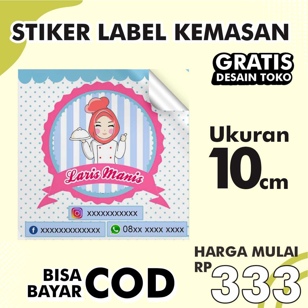 

(10 cm) Stiker Label Nama Kemasan Makanan Minuman Toples Kue Kering Bedda Lotong MURAH