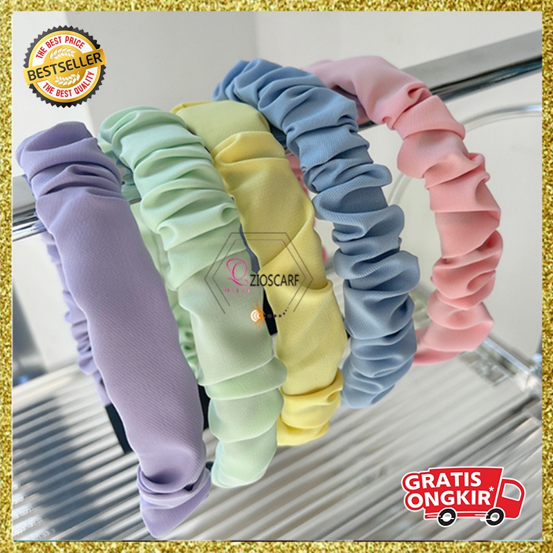 Bando Scrunchie Korea Perempuan Bandana Kerut Polos Aksesoris Hiasan Rambut Wanita fashion kekinian AK194