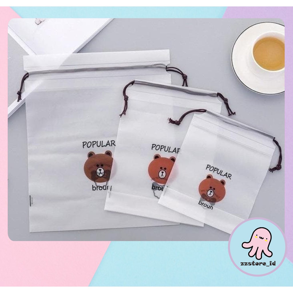 Tas Kosmetik TRANSPARAN KARAKTER LINE / Pouch Travel Organizer