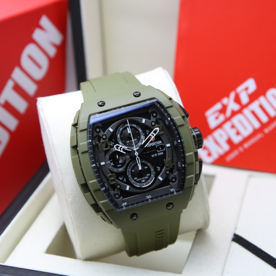 NEW VERSION  Jam Tangan Pria Expedition E 6782 E6782 M Green Army Original