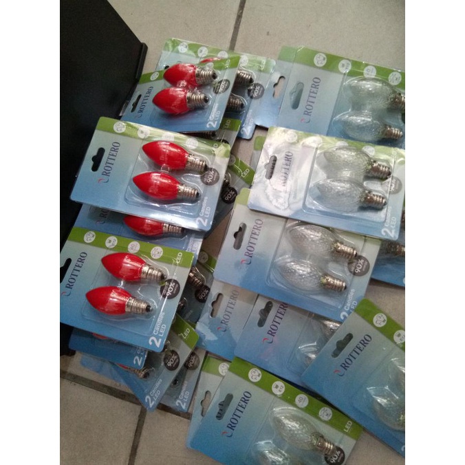 Hadir Lampu Led 1Watt Cabe Candle Merah Putih E12 Rottero 2Pcs - Putih Bagus