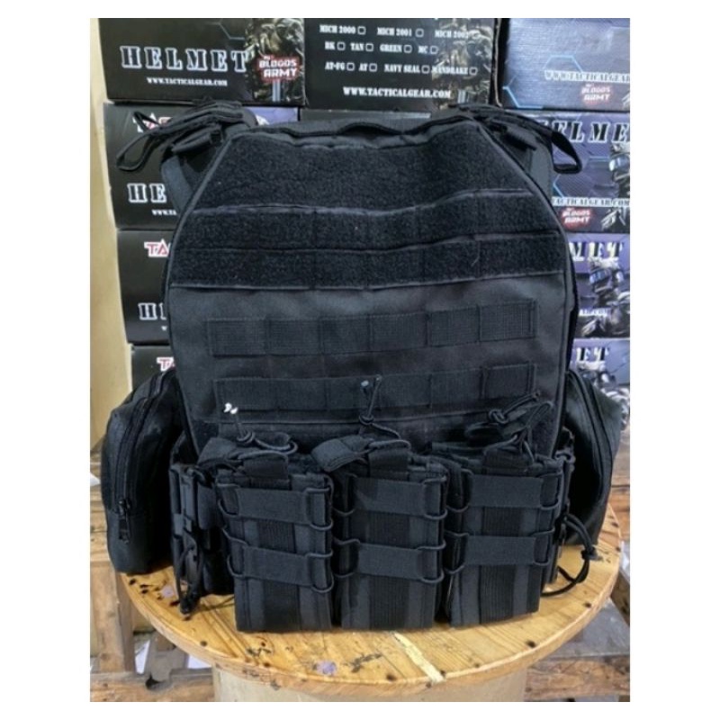 Rompi Tempur Hitam TNI Polri Body Vest Blackmamba Quick Release