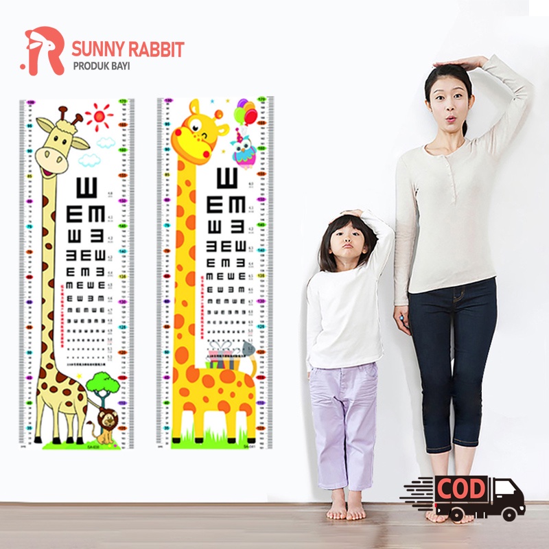 WALL STICKER / STIKER DINDING PENGUKUR TINGGI BADAN ANAK HEWAN GROW UP ANIMAL (B151)