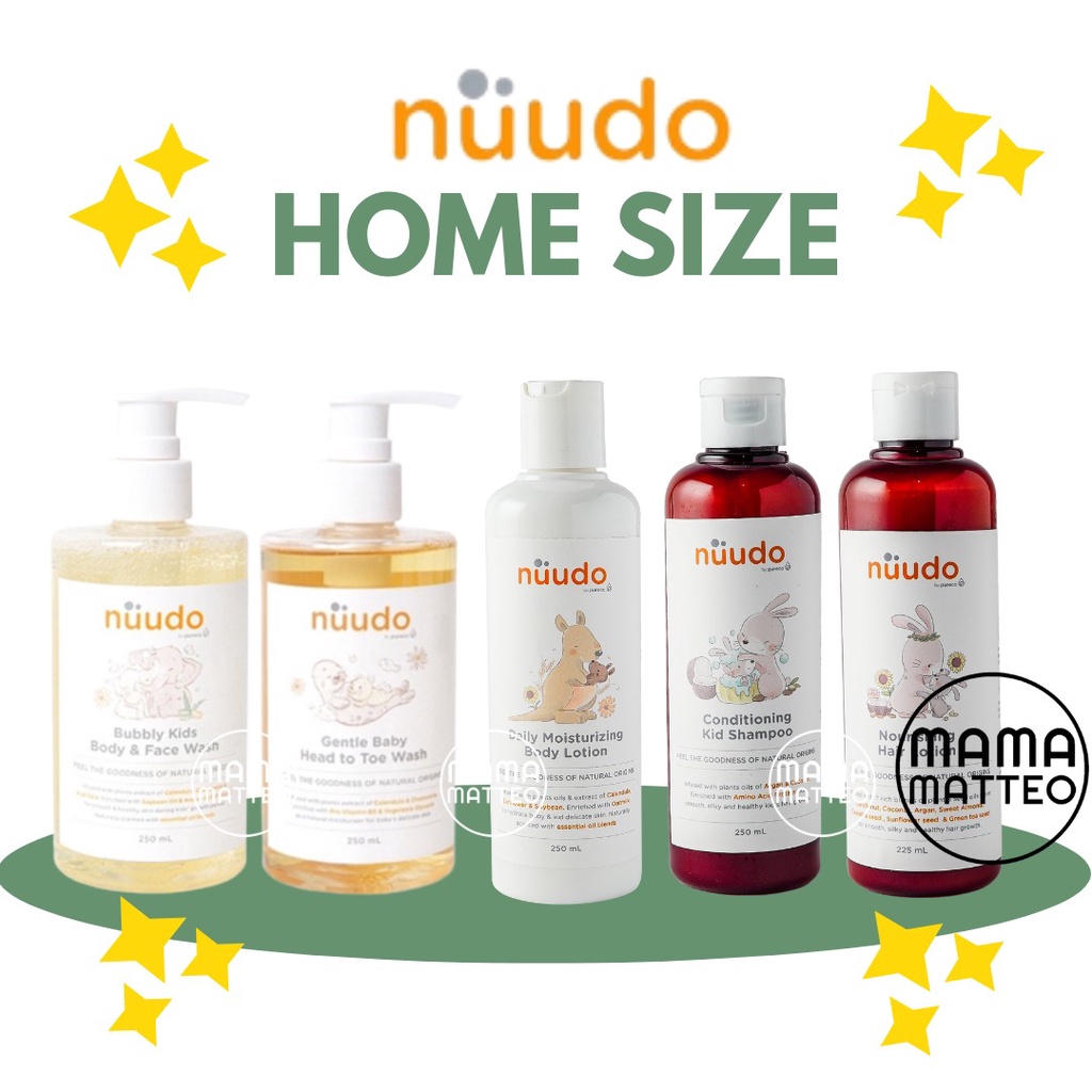 NUUDO Home Size Gentle Baby Head to Toe Wash / Bubbly Kids Body &amp; Face Wash / Conditioning Kids Shampoo / Daily Moisturizing Body Lotion / Nourishing Hair Lotion / 100ML / 225ML / 250ML / BANDUNG