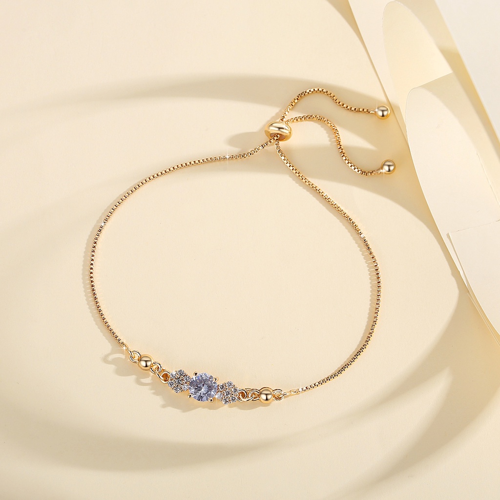 Y740 【Barang spot】Gelang Wanita Titanium Anti Karat Lapis Emas Berlian Mewah Aksesoris Fashion Gelang Perhiasan Emas