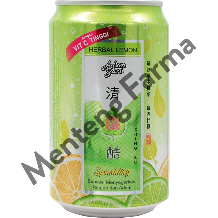 Adem Sari Ching Ku Sparkling Herbal Lemon 320 mL - Minuman Penyegar Panas Dalam Kaleng RTD