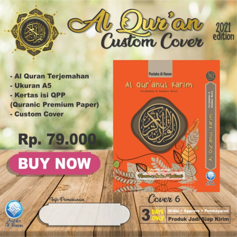 

AL QUR'AN CUSTOM UK A5 (Uk 14,8C X 21 CM) Pas untuk Hadiah atau wakaf