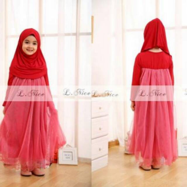 Gamis lnice merah marun