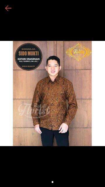 Kemeja Batik Pria | Sido Mukti Lengan Panjang Hight Quality Lapis Furing | By Batik Florist