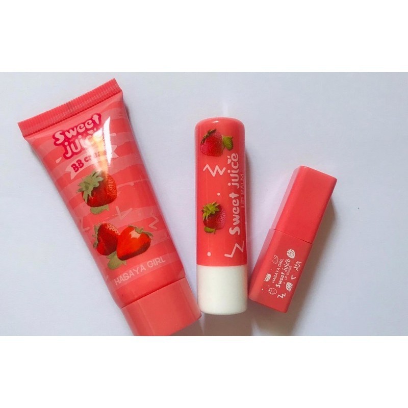 (cyber) bayar ditempat hasaya girl 3in1 set foundation&amp; lipgloss&amp; lipbalm buah2an