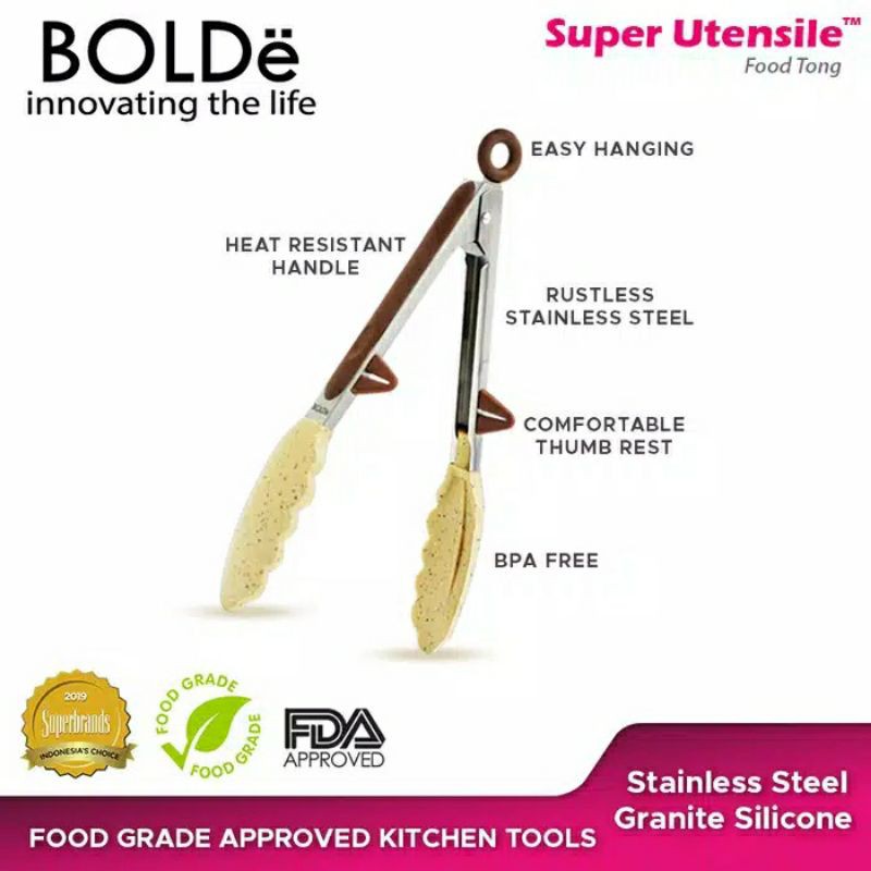 Super Utensile BOLDe Granite Series FOOD TONG 9&quot; - Pencapit - Capitan - Penjepit Makanan