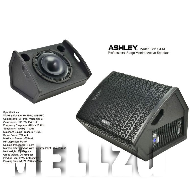 Speaker Aktif Monitor Ashley TW 115 SM Original 15 inch Active Ashley TW115SM