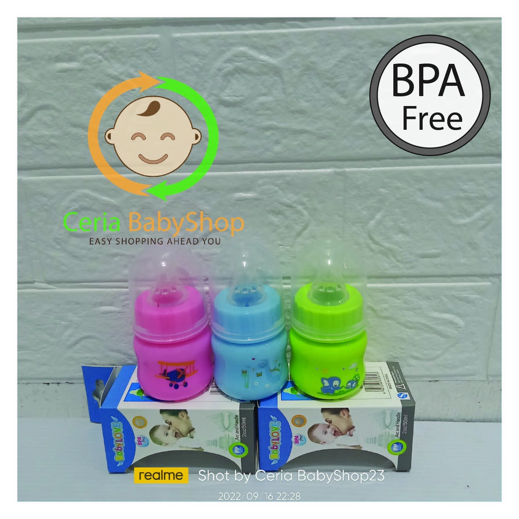 BOTOL SUSU BAYI UKURAN KECIL MINI NEW BORN BABYLOVE SIZE 50ML UNIK DAN LUCU